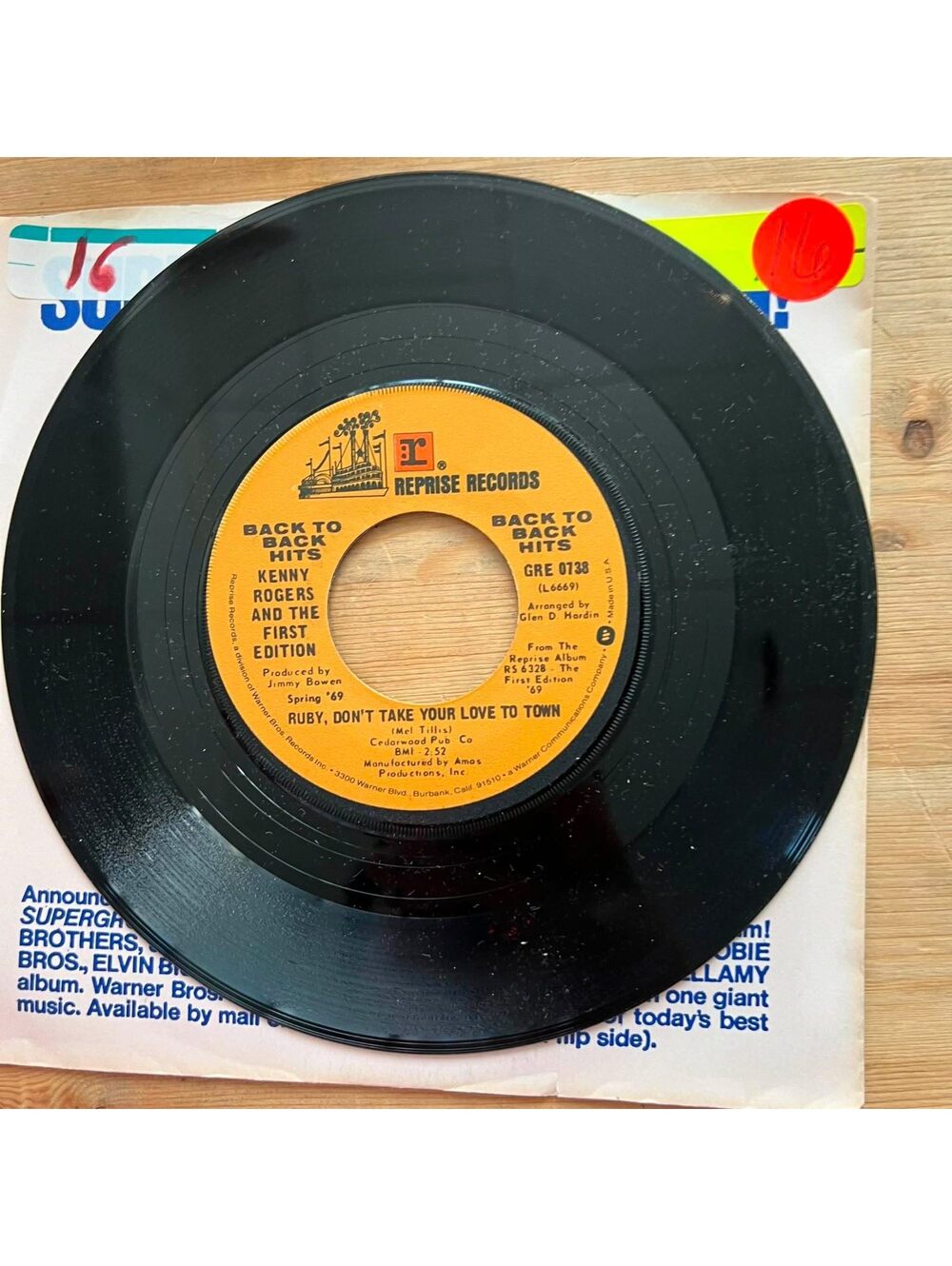 Kenny Rogers - Ruby, Don't taker your Love to Town 45rpm VG+ R08